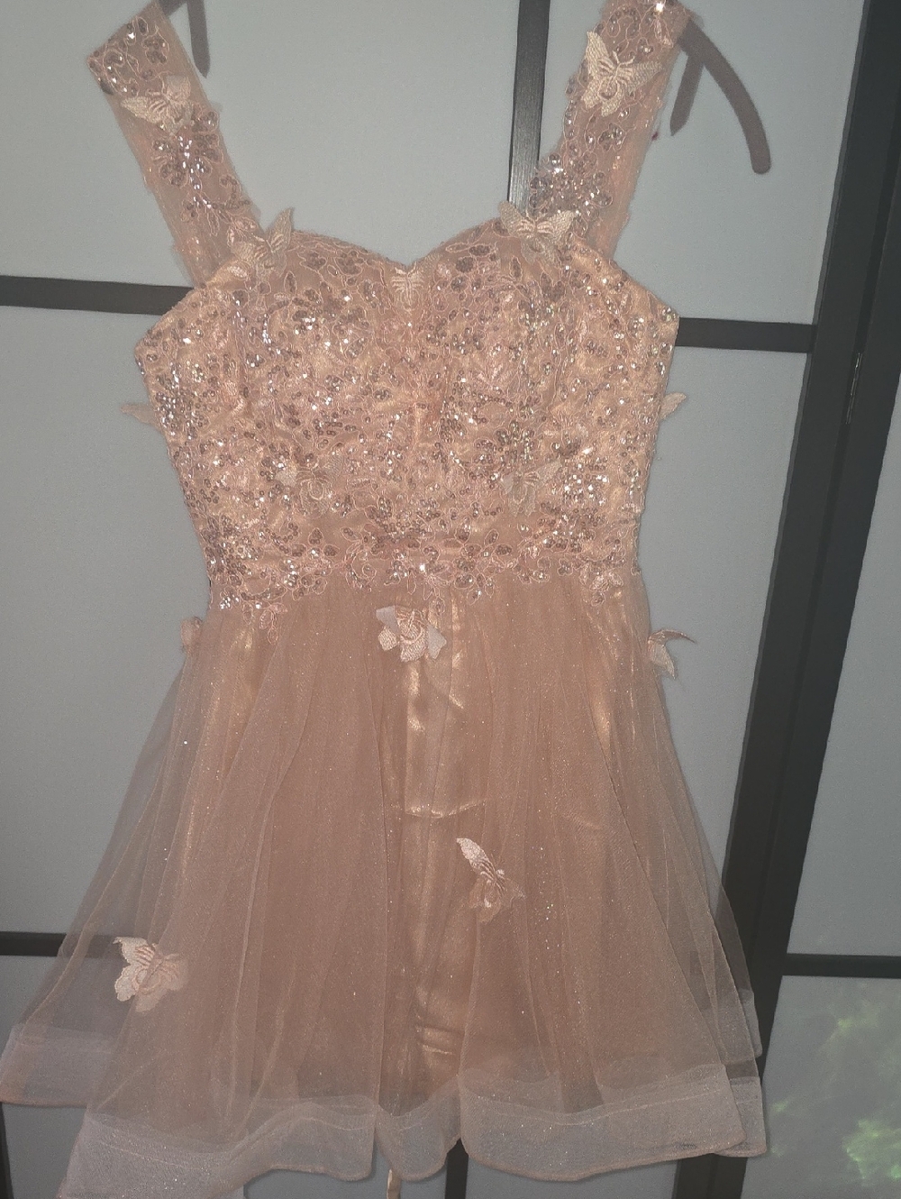 Girls' Sparkle Butterfly Tulle Dress - Blush Pink